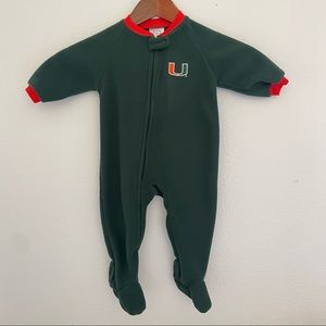 EUC University of Miami Hurricane Fleece Footie Pajama